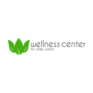 Green leaves with black text reading Wellness Center for older adults